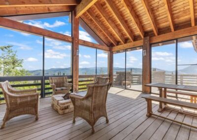 Bear Mountain Chalet covered patio sunroom