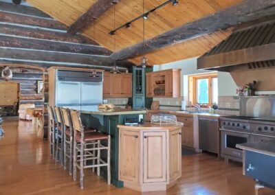 full modern gourmet kitchen in cabins at cherry ranch colorado